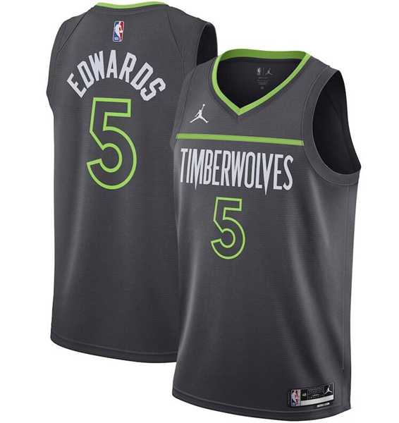 Men%27s Minnesota Timberwolves #5 Anthony Edwards Black Statement Edition Stitched Jersey Dzhi->milwaukee bucks->NBA Jersey